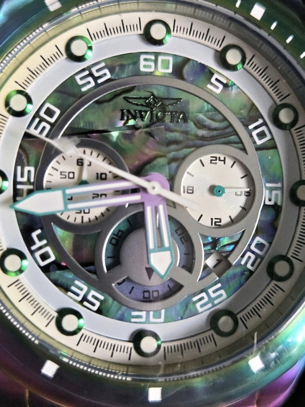69834 Invicta Speedway Nacrite Iri Chronograph Watch in White Silicone Band 50mm - Picture 4 of 8